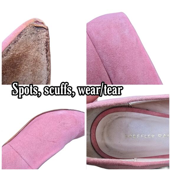 Pink Suede Pumps Loeffler Randall Size 7 Chunky Heel Pointed Toe Leather Sole - Picture 7 of 12